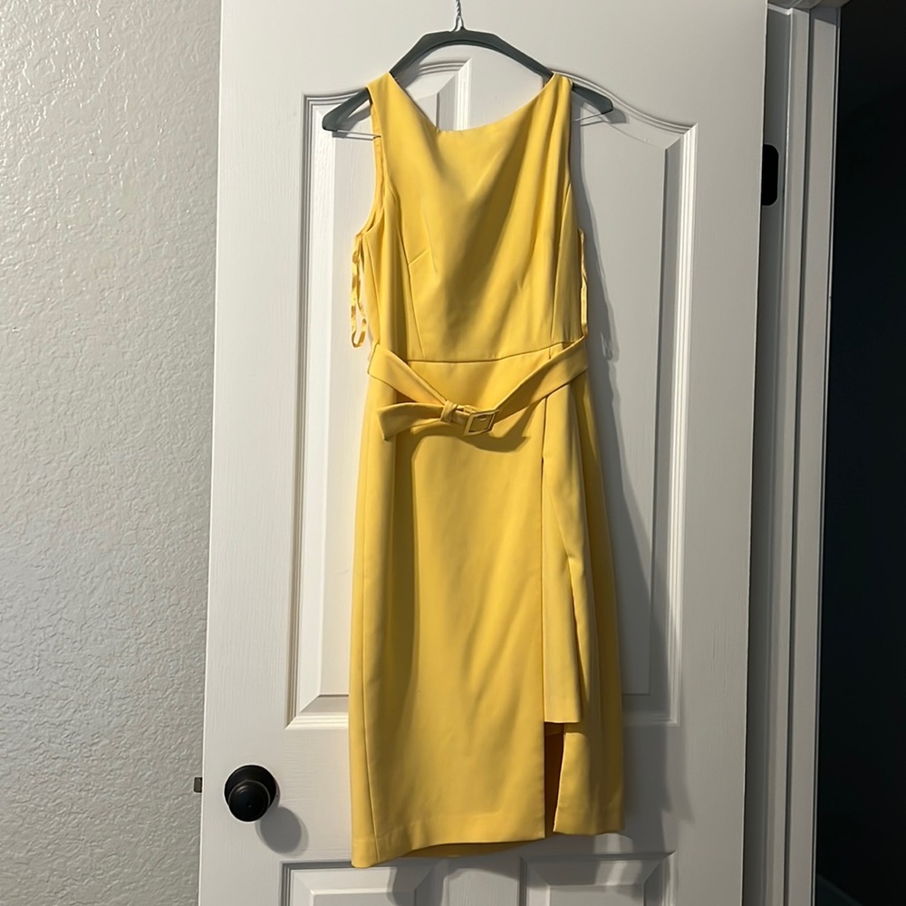 MIDI asymmetrical pastel yellow dress